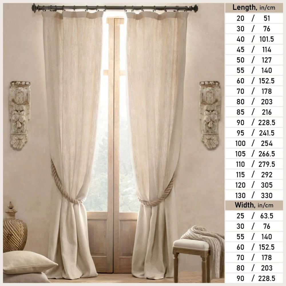 Natural Linen Curtains White, Farmhouse Curtains For Living Room, Scandinavian Linen