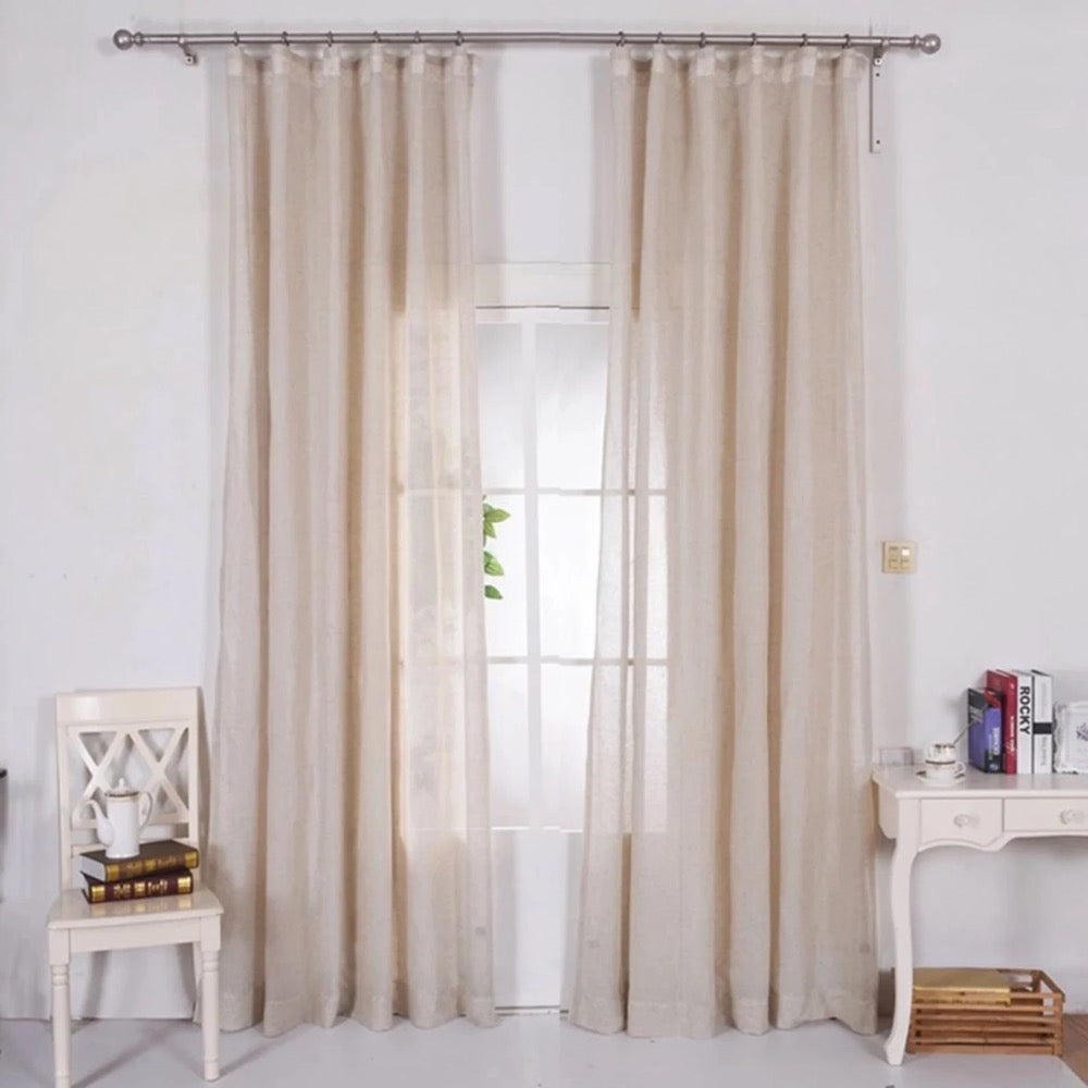 Natural Linen Curtains White, Farmhouse Curtains For Living Room, Scandinavian Linen